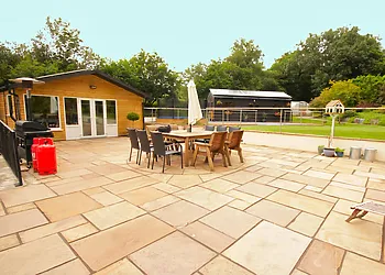 Large patio area with BBQ