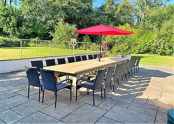 A patio table & chairs for all to gather around for a night of catching up & enjoying