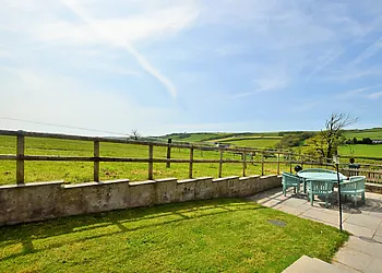 Garden and patio area with countryside views