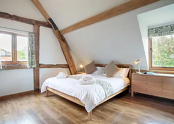 The sumptuous super-king-size bedroom is located on the first floor