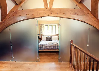 Bedroom behind the glass wall 