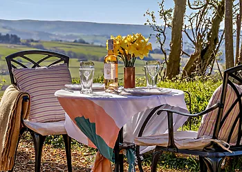 Dine outside with this spectacular backdrop