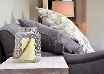 Squishy sofas and decorative details in the lounge