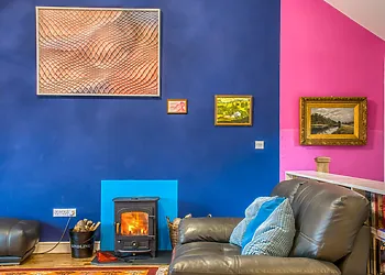 Light the fire for cosy nights in and browse the bookcases