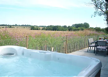 Open countryside whilst relaxing in the hot tub