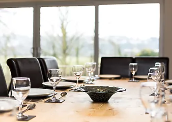 Dining room with river views