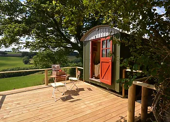 View towards the shepherds hut bedroom