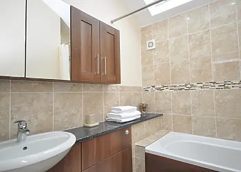 Take a soak in the contemporary bathroom