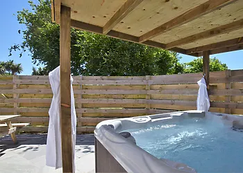 Relax in the private hot tub