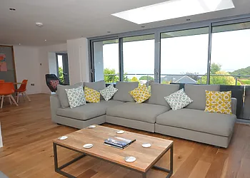 The lounge area has fantastic sea views