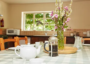 Garden flowers at the breakfast table