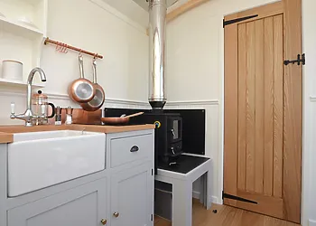 Warming woodburner and oak fittings