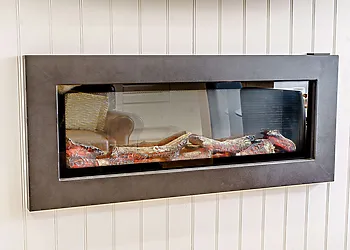 Warm by the feature fire