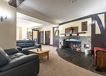 The lounge is full of charm with an open fire