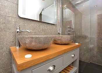 His and hers sinks in polished granite