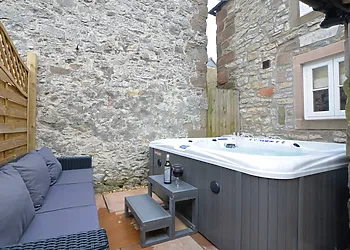 Private courtyard to relax in with hot tub
