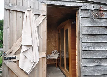 The shared sauna is perfect after a day exploring the countryside