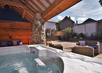 View from hot tub to property