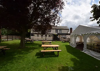 A short stroll to the local beer garden 