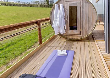 Sauna just for two with yoga deck