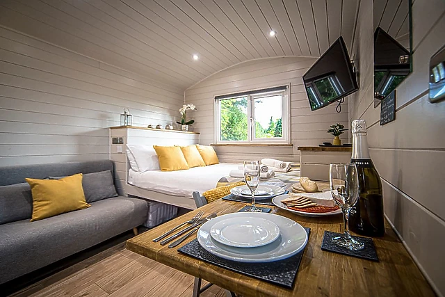 Book Shepherds Hut Spa accommodation at Glampio Gelli Glamping