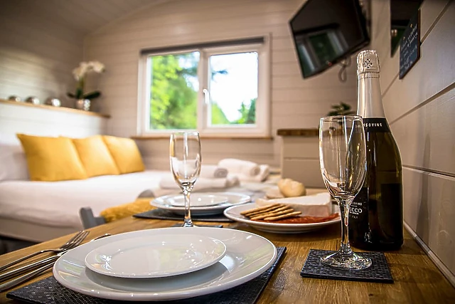 Book Shepherds Hut Spa accommodation at Glampio Gelli Glamping