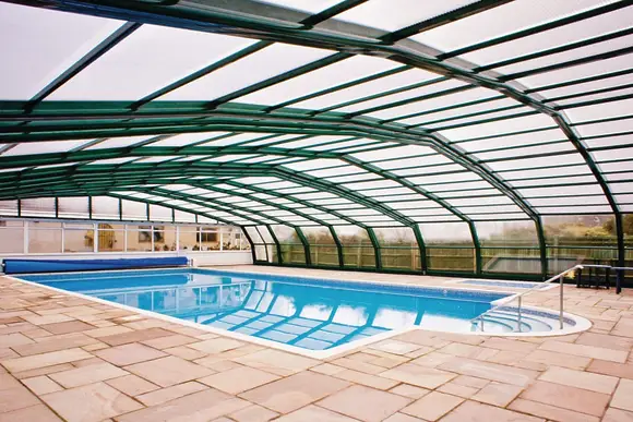 Covered heated pool at Andrewhayes Holiday Park 