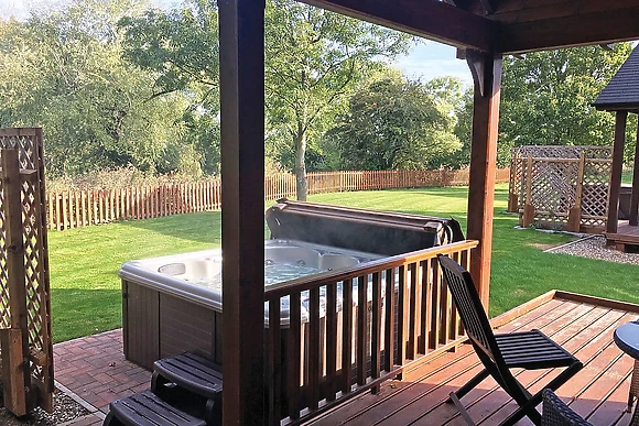 Typical hot tub and verandah 