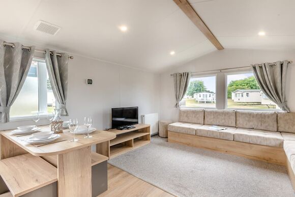 Silver Caravan with parking, decking & sea view P, Silver Caravan with parking, decking & sea view - Brynowen, Aberystwyth, Cardiganshire