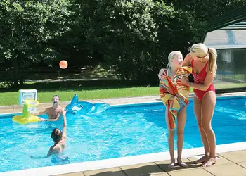 Outdoor heated swimming pool