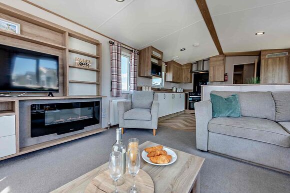 Gold Caravan with decking - Sandy Bay, Ashington