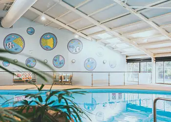 Tropically heated indoor pool 