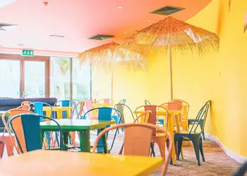 The beach restaurant area  