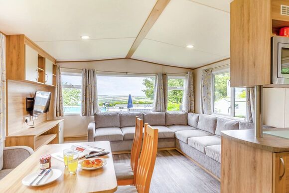 Silver Caravan with parking & decking - Trecco Bay, Porthcawl